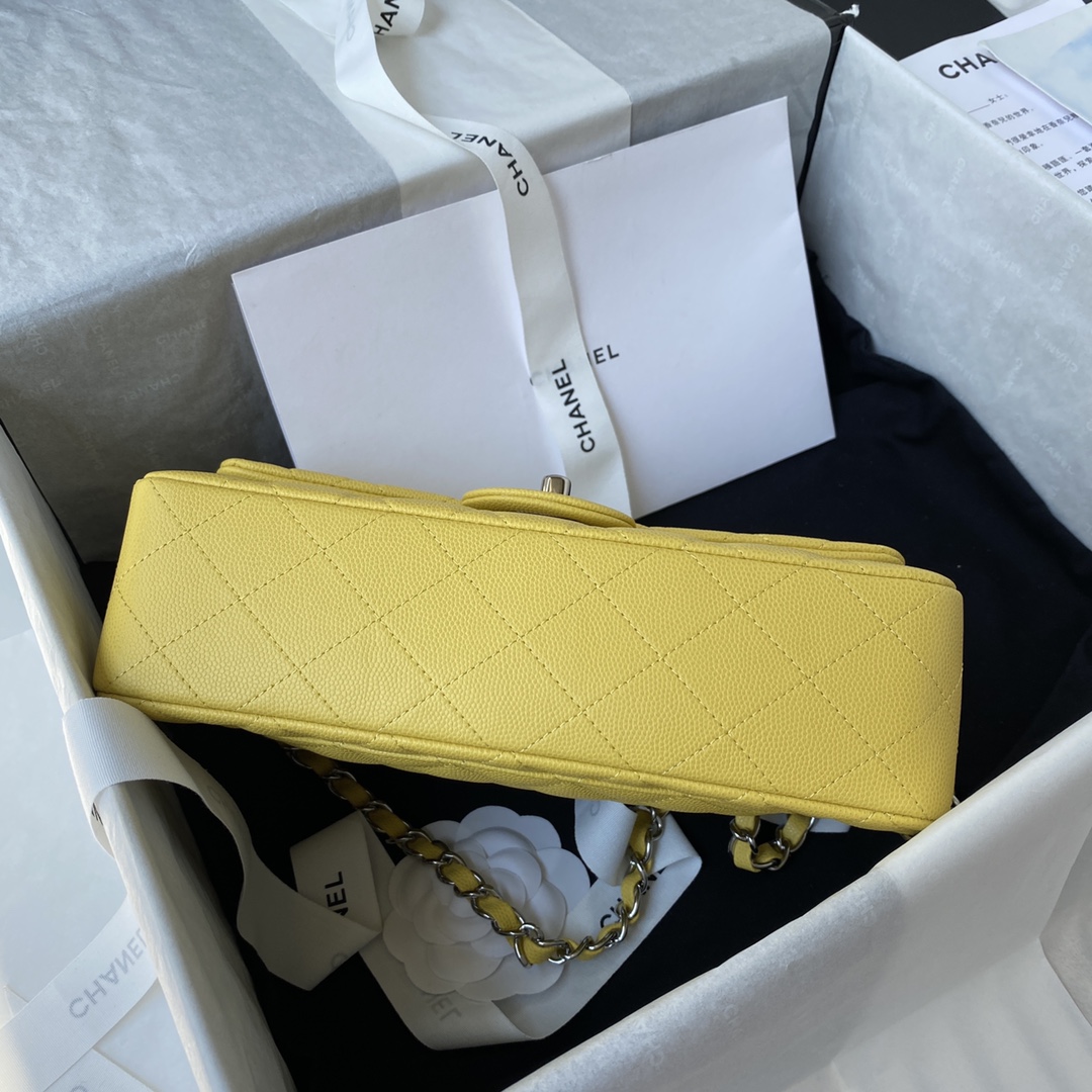 Classic Flap Caviar Bag A01113 Yellow/Silver